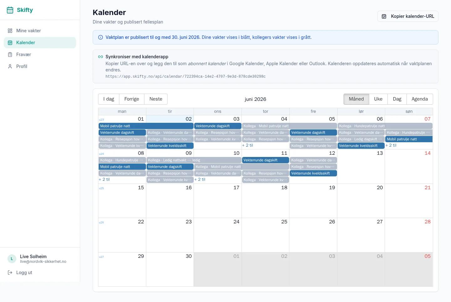 Kalender med iCal-abonnement