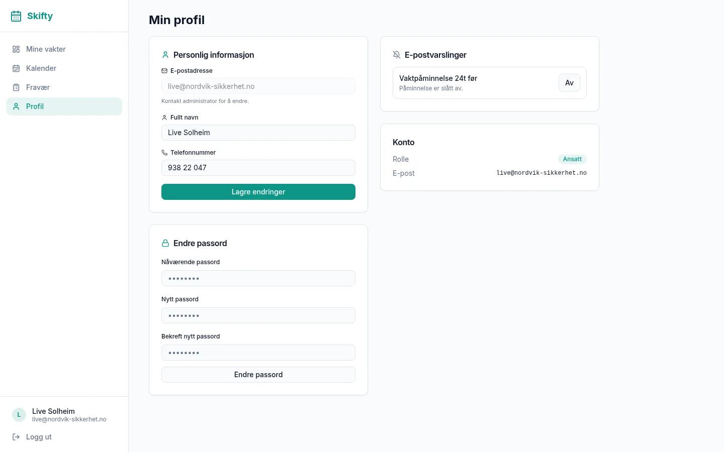 Profil med varslingsinnstillinger