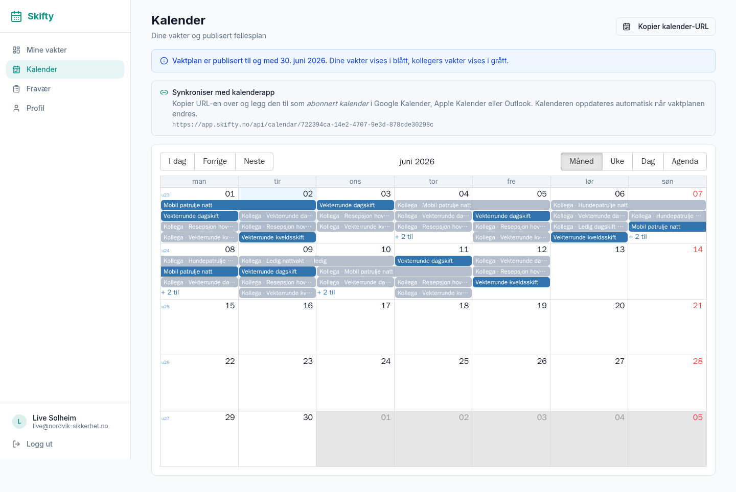 Kalender med iCal-abonnement